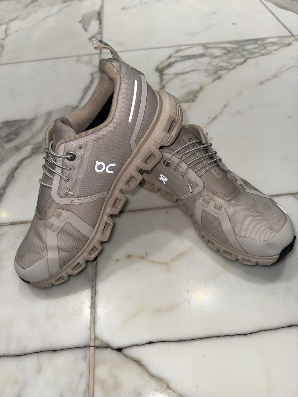 On Running Athletic Shoes in Light Taupe